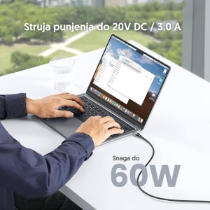 USB PD kabel 60W,USB/C-USB/C, soft silikon - Img 2