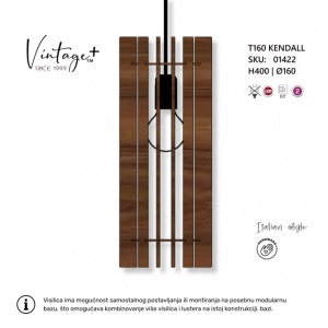 VINTAGE KENDALL T160 VISILICA 1*E27 (O 160 mm, h-400 mm) - SKU01422