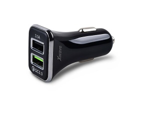 Xwave C22-2 USB brzi auto punjač/Dual 2xUSB/3,1A/2A utičnica/5 do 12V/Crna - Img 1