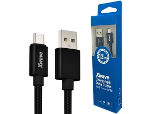 Xwave Kabl USB2.0 na Micro USB 1,2M,2A,aluminium,upleten,crni - Img 1