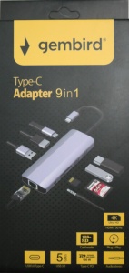 A-CM-COMBO9-03 ** Gembird USB Type-C 9in1 multi-port adapter USB-C+HUB+HDMI+PD+card+RJ45 Gbit (2159) - Img 2