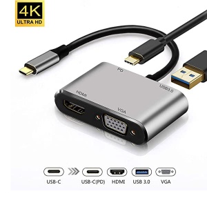 Adapter-konverter USB Tip C na HDMI 4K/VGA/1xUSB 3.0/Type C Linkom - Img 2