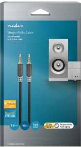 CABW22000AT100, Stereo audio kabl, 3,5 mm muški, Pozlaceni, 10,0 m, Antracit