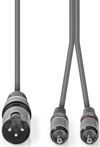 COTH15200GY15, Balansirani audio kabl, XLR 3-pinski muški, 2x RCA muški, Niklovani, 1,50 m, PVC