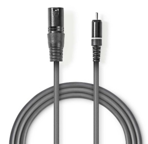 COTH15205GY30 Unbalanced Audio Cable XLR 3-Pin muski na RCA muski, 3m, PVC, Dark Grey - Img 3