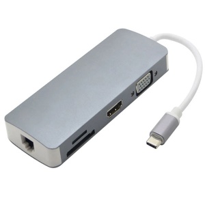 FAST ASIA Adapter-konvertor TIP C na VGA+HDMI+SD/MICRO SD+RJ 45+2xUSB3.0+TIP C - Img 2