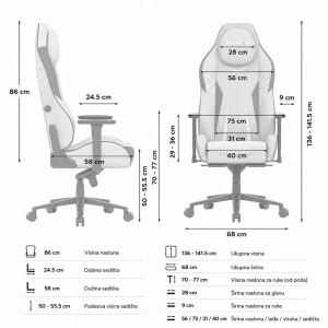Huzaro Force 8.3 Siva Gaming stolica - Img 3