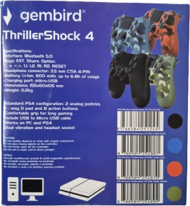 JPD-Wireless-Thrillershock PC/PS4 BLACK Gembird Bezicni gamepad sa dvostrukom vibracijom v2