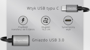 KRUGER&MATZ OTG adapter USB 3.0 (utičnica) na USB-C (utikač), model KM1246 - Img 3