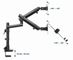 MA-DA3-02 Gembird Podesivi stoni drzac za monitor tilt, 17-32 max.2x8kg +nosac za laptop,full-motion - Img 3