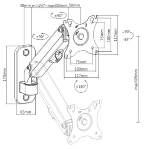 MA-WA1-01 Gembird Podesivi zidni drzac za monitor,tilt, 13-27 max.7kg - Img 1