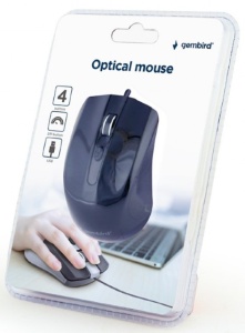 MUS-4B-01 ** Gembird Opticki mis 800-1200Dpi 4-button black 99mm USB kabl 1,35m (200) - Img 3