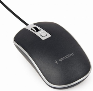 MUS-4B-06-BS Gembird Opticki mis 800-1200Dpi 4-button 99mm black/silver USB - Img 1