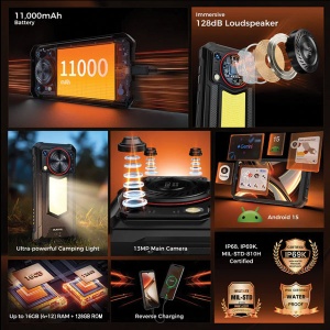 Oukitel WP53 Rugged Smartphone 4G/8+16GB/128GB/11000mAh/Android15 - Img 2