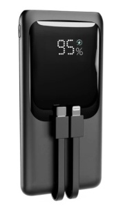 PB10-PD20-LCD-01 Gembird 20 W prenosni punjaè sa brzim punjenjem i integrisanim kablovima, 10000 mAh