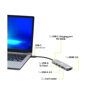 Port Designs docking station type C 5 u 1- 1x4K HDMI 100W - Img 4