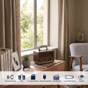 Prenosni retro Bluetooth radio 8069BT/B - Img 2