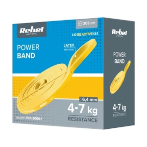 REBEL ACTIVE Lateks fitnes elastična traka za vežbanje žuta 4-7kg RBA-3000-1 - Img 4