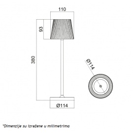 STONA LAMPA PUNJIVA T16011 3W 3000K IP54 CRNA - Img 4