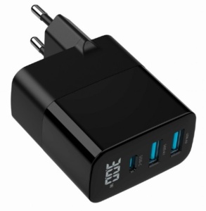 TA-UC-PDQC30LCD-BK-02 Gembird GaN USB brzi punjac, 30W 3-port (2xUSB-A+ USB-C), LCD, black - Img 3
