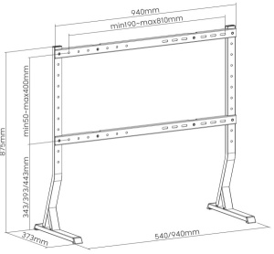 TVS-D90F-01 Gembird stoni TV stalak, VESA 45-90, crne boje - Img 3