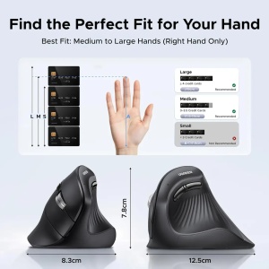 UGREEN (25444) Ergonomski Vertikalni Bežični Miš Bluetooth + 2.4GHz 4000 DPI