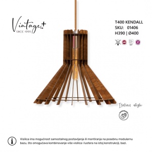 VINTAGE KENDALL T400 VISILICA 1*E27 (O 400 mm, h-390 mm) - SKU01406 - Img 5