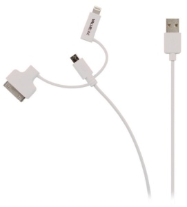 VLMP39410W1.00 Nedis 3 u 1 Sync and Charge Cable USB-A Male - Micro B Male 1.00 m White + 30-Pin Doc - Img 1