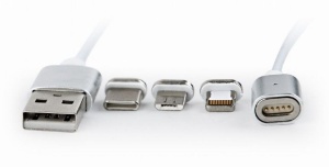 X-CC-USB2-AMLM31-1M Magnetic USB charging combo 3-in-1 cable, silver, 1 m - Img 3