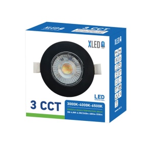 XLED 3W-6.5W 3CCT crni Ugradni okrugli LED panel CCT 3 nivoa 3W-4.8W-6.5W/240lm-400lm-500lm,220-240V