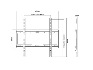 Xstand FIX 32-55 Nosač za TV/FIKSNI/VESA 400x400/40kg/2.5 cm od zida - Img 1