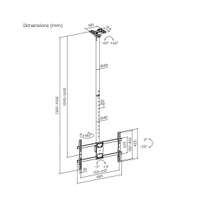 Xstand NTPLB-CE1546L Nosač zaTV 43-86"/Plafonski/0°do-25°/-+180°/1090-1690mm/VESA 600X400/do 60kg - Img 2