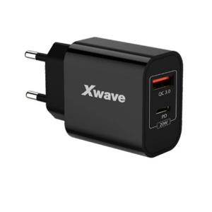 Xwave H20AC 20w Brzi ZIDNI punjač za mobilne,tablete, usb-C usb-A ,CRNI - Img 1