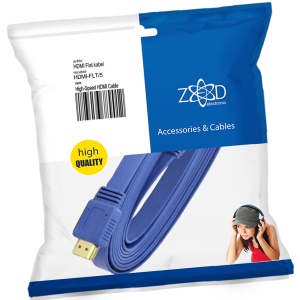 ZED electronic HDMI kabl, pljosnati, 5.0 met, ver. 2.0, 3D, Ethernet - HDMI-FLT/5 - Img 1