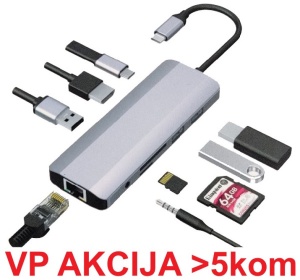 A-CM-COMBO9-03 ** Gembird USB Type-C 9in1 multi-port adapter USB-C+HUB+HDMI+PD+card+RJ45 Gbit (2159) - Img 3
