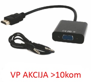 A-HDMI-VGA-06 ** Gembird HDMI to VGA + AUDIO adapter cable, single port (alt A-HDMI-VGA-03, 439) - Img 1