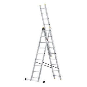 Aluminijumske trodelne merdevine 3x9 gazišta 150 kg