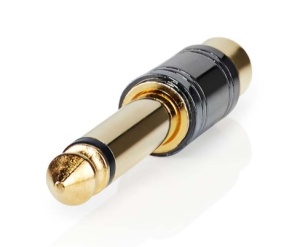 CABW23935BKG Mono audio adapter 6,35mm muski na RCA zenski, pozlaceni, metal - Img 3