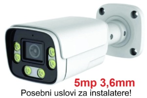 CAM-IP5MP-HAQ60D GMB kamera 5mp APP P6SLite 3.6mm-F1.4 POE, IP66 DuaL LED 6xIR+6xFull Color, MIC,25m - Img 1