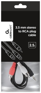CCA-458-2.5M Gembird 3.5 mm stereo to RCA plug kabl 2.5 m - Img 1