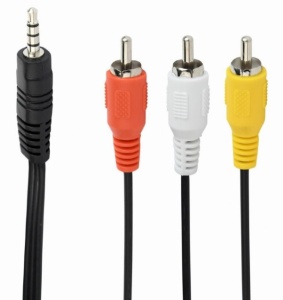 CCA-4P2R-2M Gembird Jack AV 3.5mm 4-pin, cable Jack AV 3.5mm male - 3x RCA male 2m black