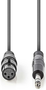 COTH15120GY50, Nebalansirani audio kabl, XLR 3-pinski ženski, 6,35 mm muški, Niklovani, 5,00 m, PVC