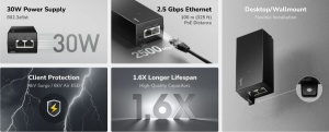 Cudy POE200H,30W 2.5 Gbps PoE+ Injector,10/100/1000/2500 Mbps