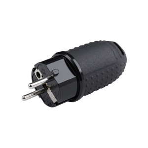 Gumeni šuko utikač, IP44, 16A, 220-240V, crni