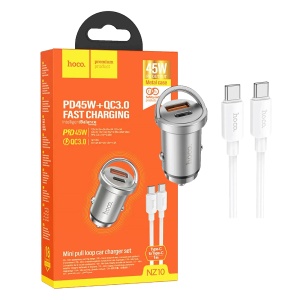 hoco. Auto punjač, brzi, sa type C kabelom, PD45W+QC3.0 - NZ10 Handy, type C