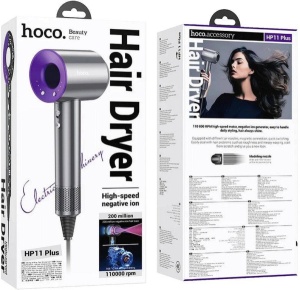 hoco. Fen za kosu sa negativnim jonima, 1600 W, ljubičasti - HP11 Plus Purple