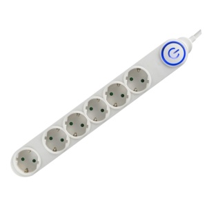 home Produžni kabel, 6 utičnice, 3 x 1,0mm2, 1,5met, beli - NV 06TK/WH