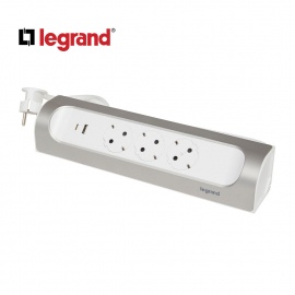 LG 694502 BLOK MULTIFUNKCIONALNI UGAONI 3X2P+E 1XUSB-A 1XUSB-C 1M (BELA/ALU) - Img 2