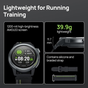 MIBRO GS ACTIVE2 PAMETNI SAT GPS, 1.32", 2 NARUKVICE, TAMNO Sivi - Img 2