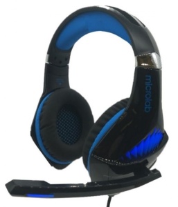 Microlab G6 Gejmerske slusalice sa mikrofonom, 50mm/20Ohm, color LED, 3.5mm + USB blue/black